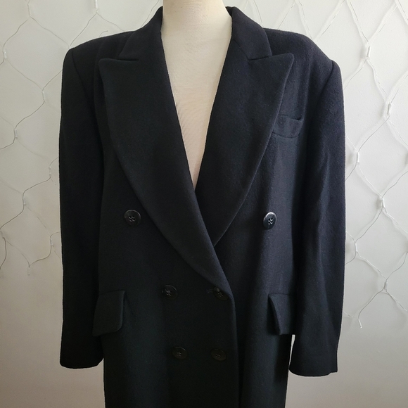 Vintage Camel Hair Trench Coat / Black / Size Medium to Large - Picture 2 of 12